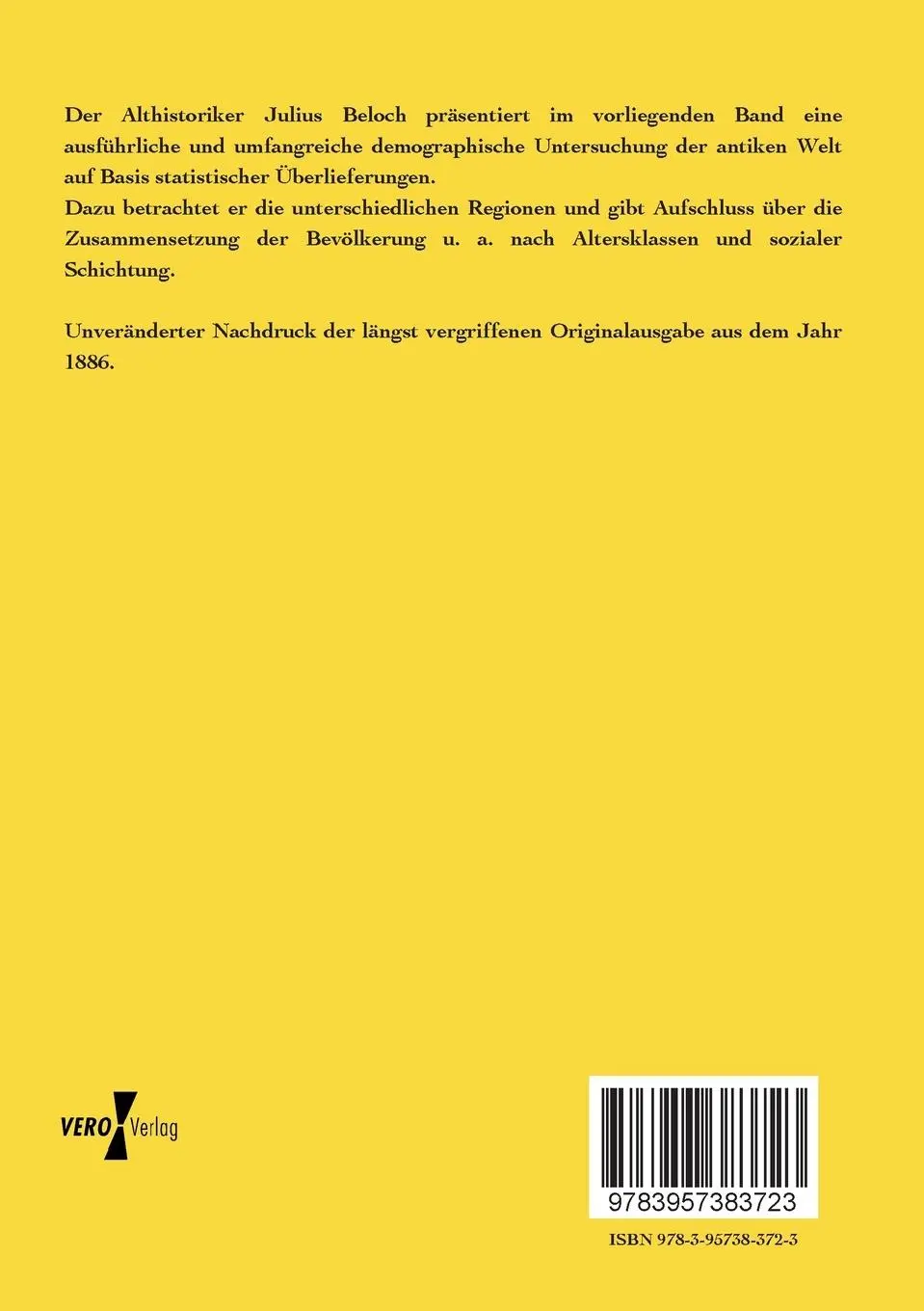 Rückseite: 9783957383723 | Die Bevölkerung der griechisch-römischen Welt | Julius Beloch | Buch