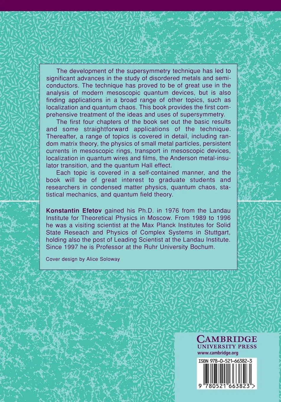 Rückseite: 9780521663823 | Supersymmetry in Disorder and Chaos | Konstantin Efetov | Taschenbuch