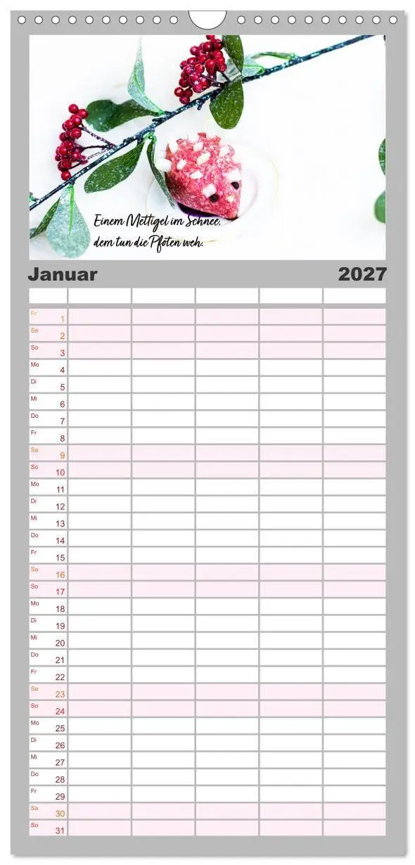 Bild: 9783594323823 | Familienplaner 2027 - Mettkalender - Mettigel Edition mit 5 Spalten...