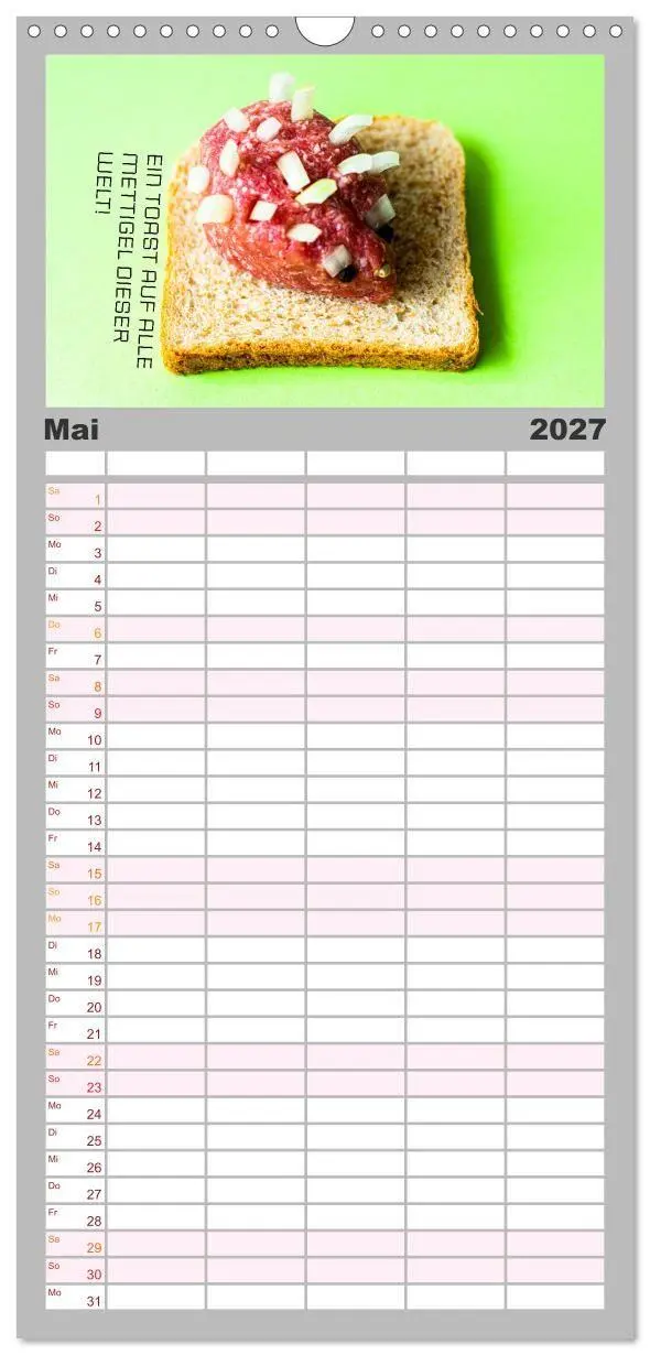 Bild: 9783594323823 | Familienplaner 2027 - Mettkalender - Mettigel Edition mit 5 Spalten...