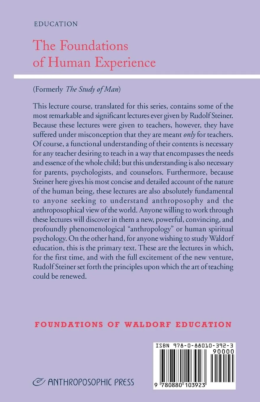 Rückseite: 9780880103923 | The Foundations of Human Experience | (Cw 293 &amp; 66) | Rudolf Steiner