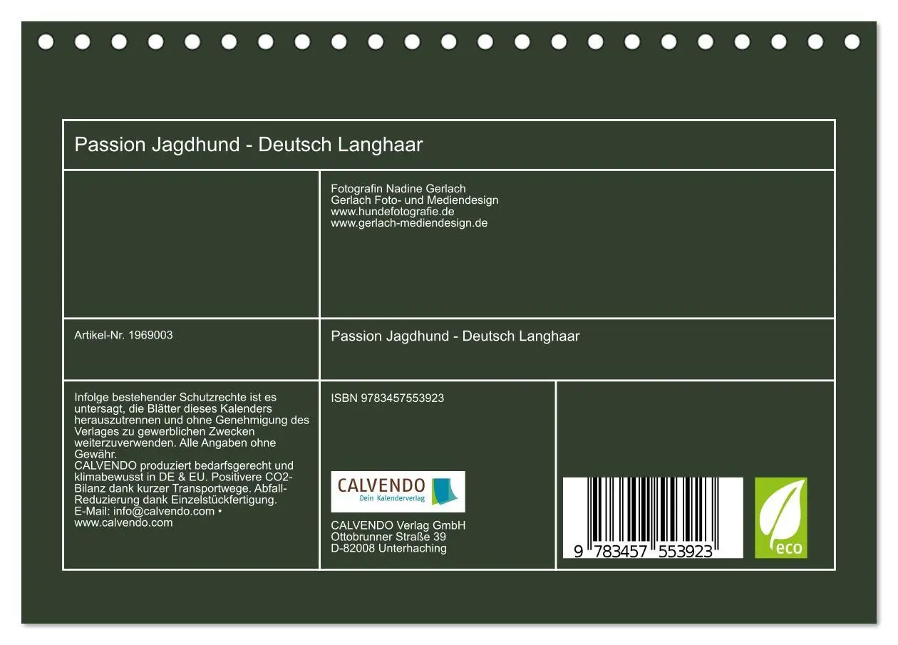 Bild: 9783457553923 | Passion Jagdhund - Deutsch Langhaar (Tischkalender 2026 DIN A5...