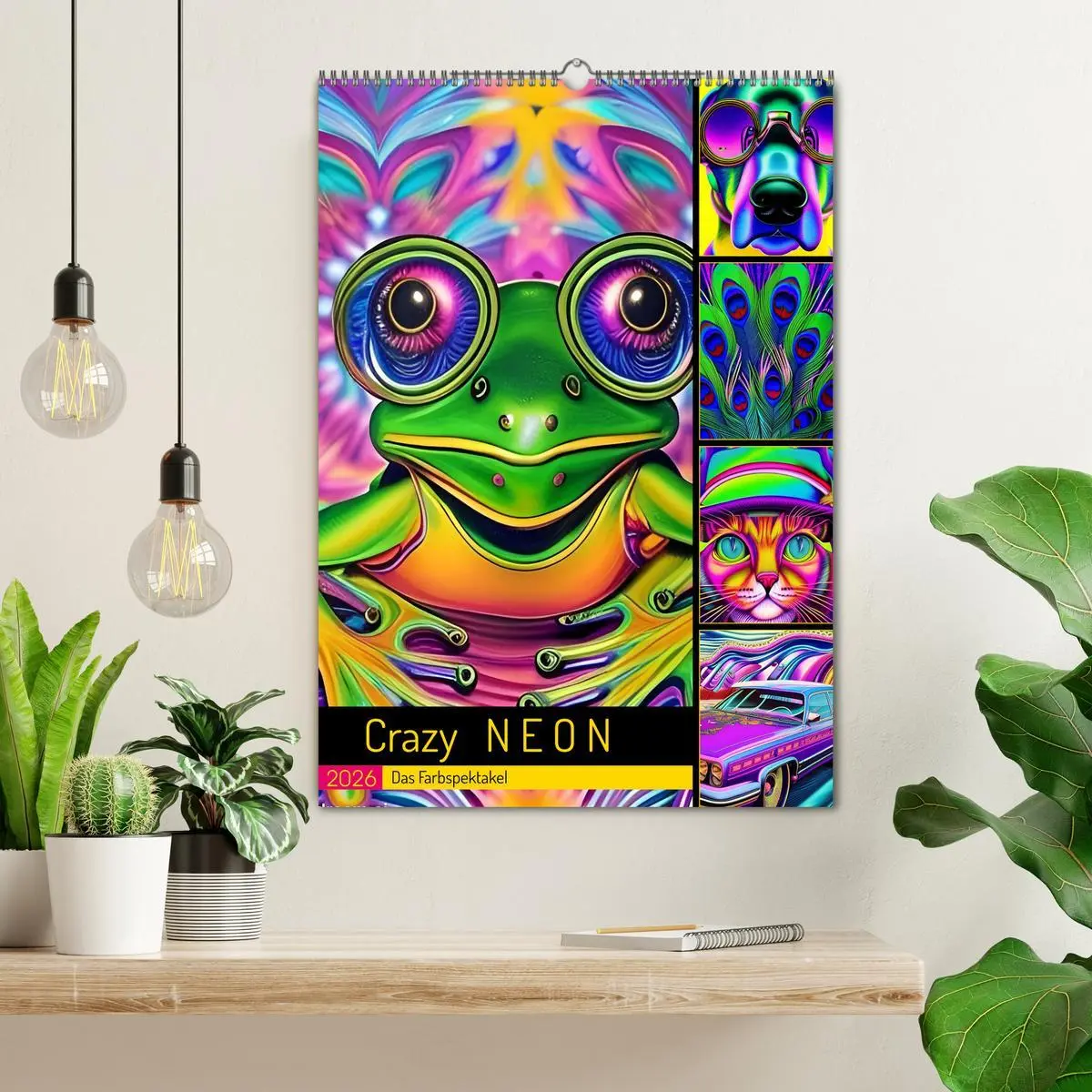 Bild: 9783516333923 | Crazy Neon - Das Farbspektakel (Wandkalender 2026 DIN A2 hoch),...