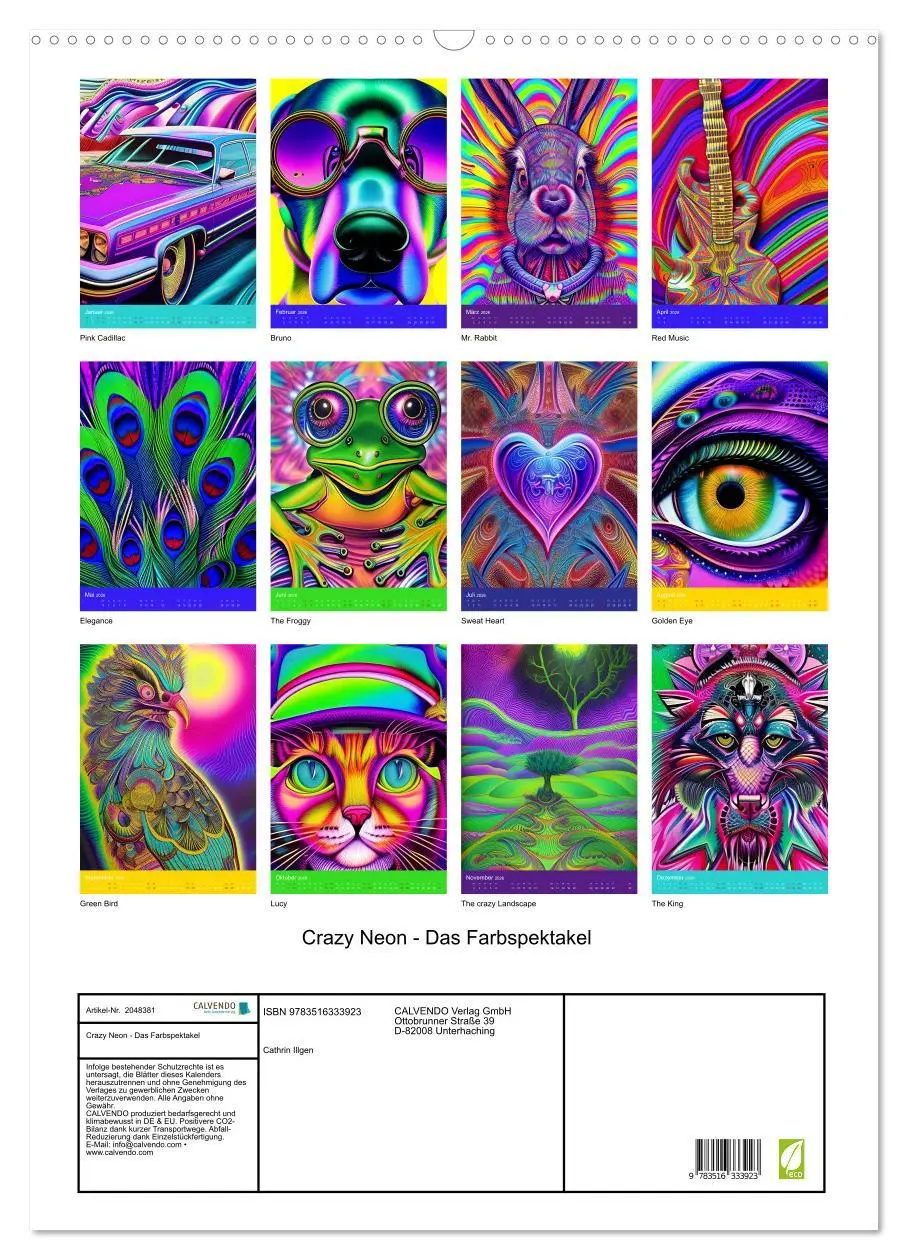 Bild: 9783516333923 | Crazy Neon - Das Farbspektakel (Wandkalender 2026 DIN A2 hoch),...