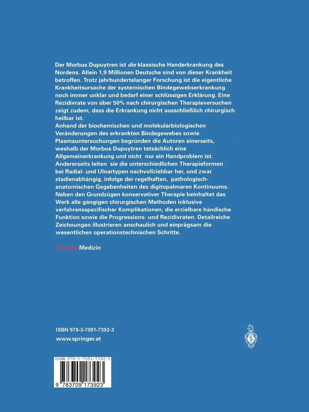 Rückseite: 9783709173923 | Morbus Dupuytren | Ein chirurgisches Therapiekonzept | Brenner (u. a.)