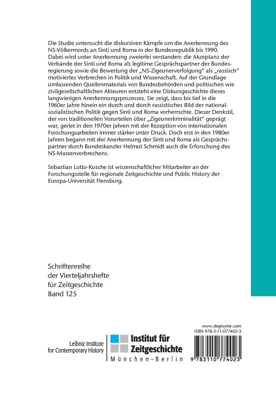 Rückseite: 9783110774023 | Der Völkermord an den Sinti und Roma und die Bundesrepublik | Buch