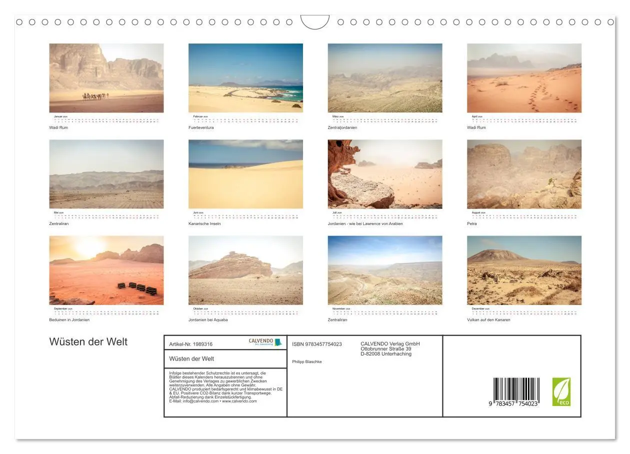 Bild: 9783457754023 | Wüsten der Welt (Wandkalender 2026 DIN A3 quer), CALVENDO...