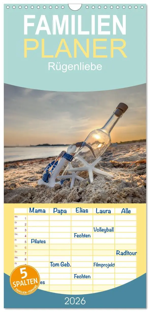 Cover: 9783516604023 | Familienplaner 2026 - Rügenliebe mit 5 Spalten (Wandkalender, 21 x...