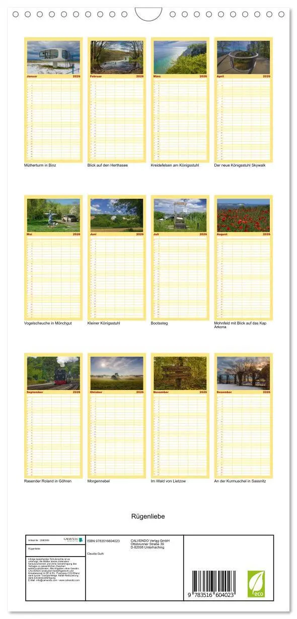 Bild: 9783516604023 | Familienplaner 2026 - Rügenliebe mit 5 Spalten (Wandkalender, 21 x...