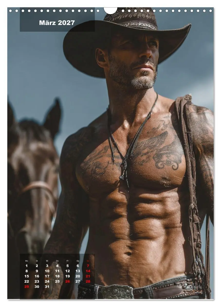 Bild: 9783516914023 | GEILE HENGSTE - Sexy Cowboys mit Ihren Pferden im Männerkalender...
