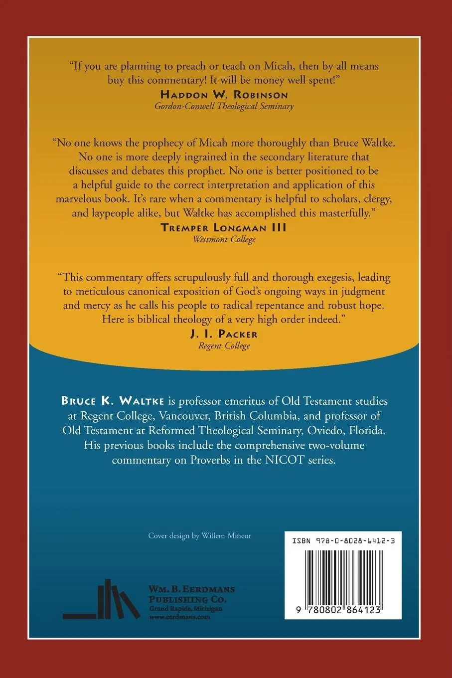 Rückseite: 9780802864123 | Commentary on Micah | Bruce K Waltke | Taschenbuch | Englisch | 2008