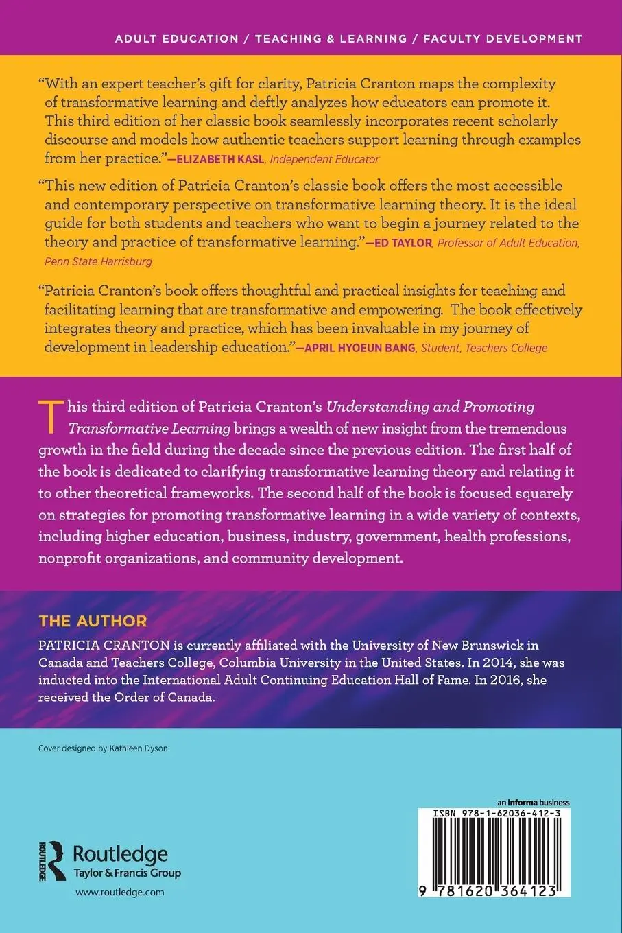 Rückseite: 9781620364123 | Understanding and Promoting Transformative Learning | Patricia Cranton