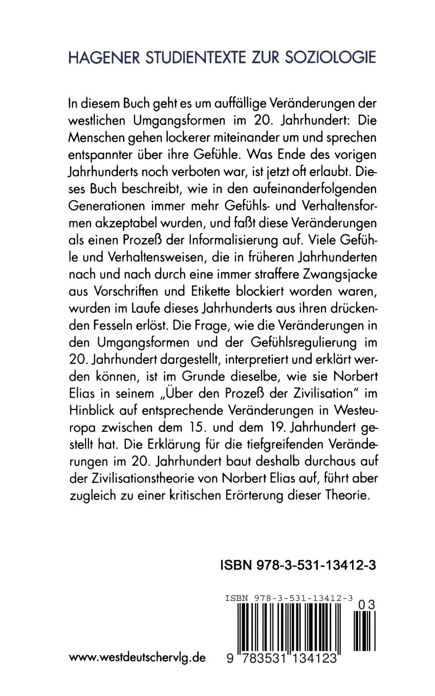 Rückseite: 9783531134123 | Informalisierung | Cas Wouters | Taschenbuch | 222 S. | Deutsch | 1999