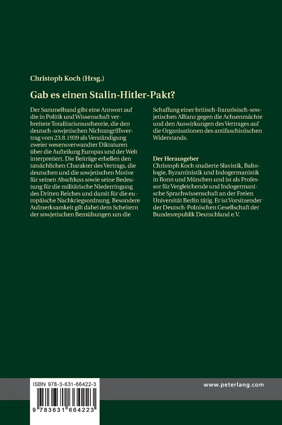 Rückseite: 9783631664223 | Gab es einen Stalin-Hitler-Pakt? | Christoph Koch | Buch | Deutsch