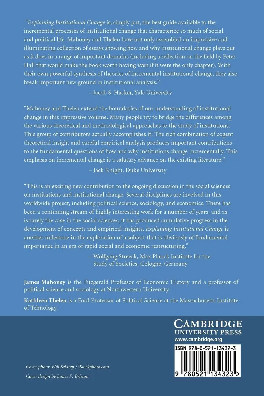 Rückseite: 9780521134323 | Explaining Institutional Change | Ambiguity, Agency, and Power | Buch