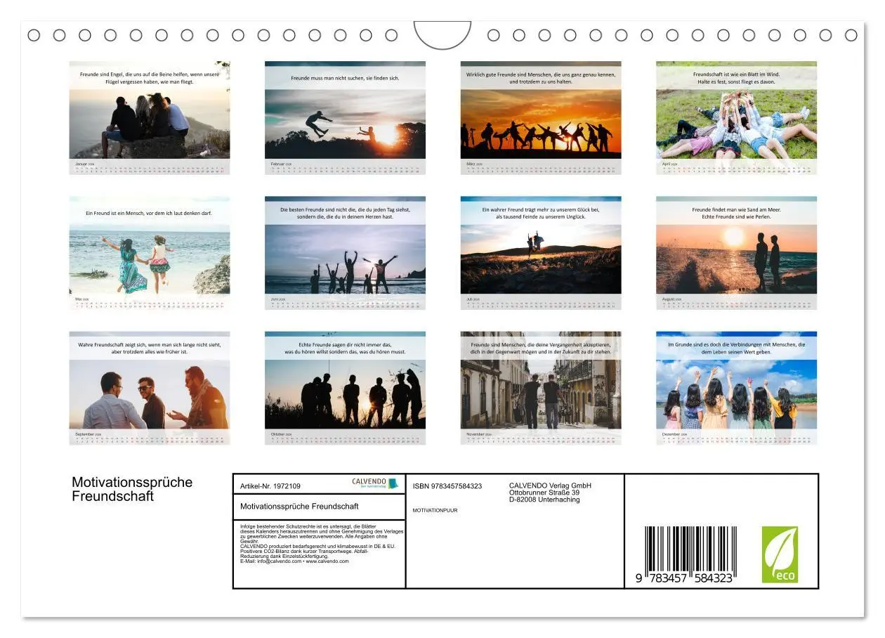 Bild: 9783457584323 | Motivationssprüche Freundschaft (Wandkalender 2026 DIN A4 quer),...