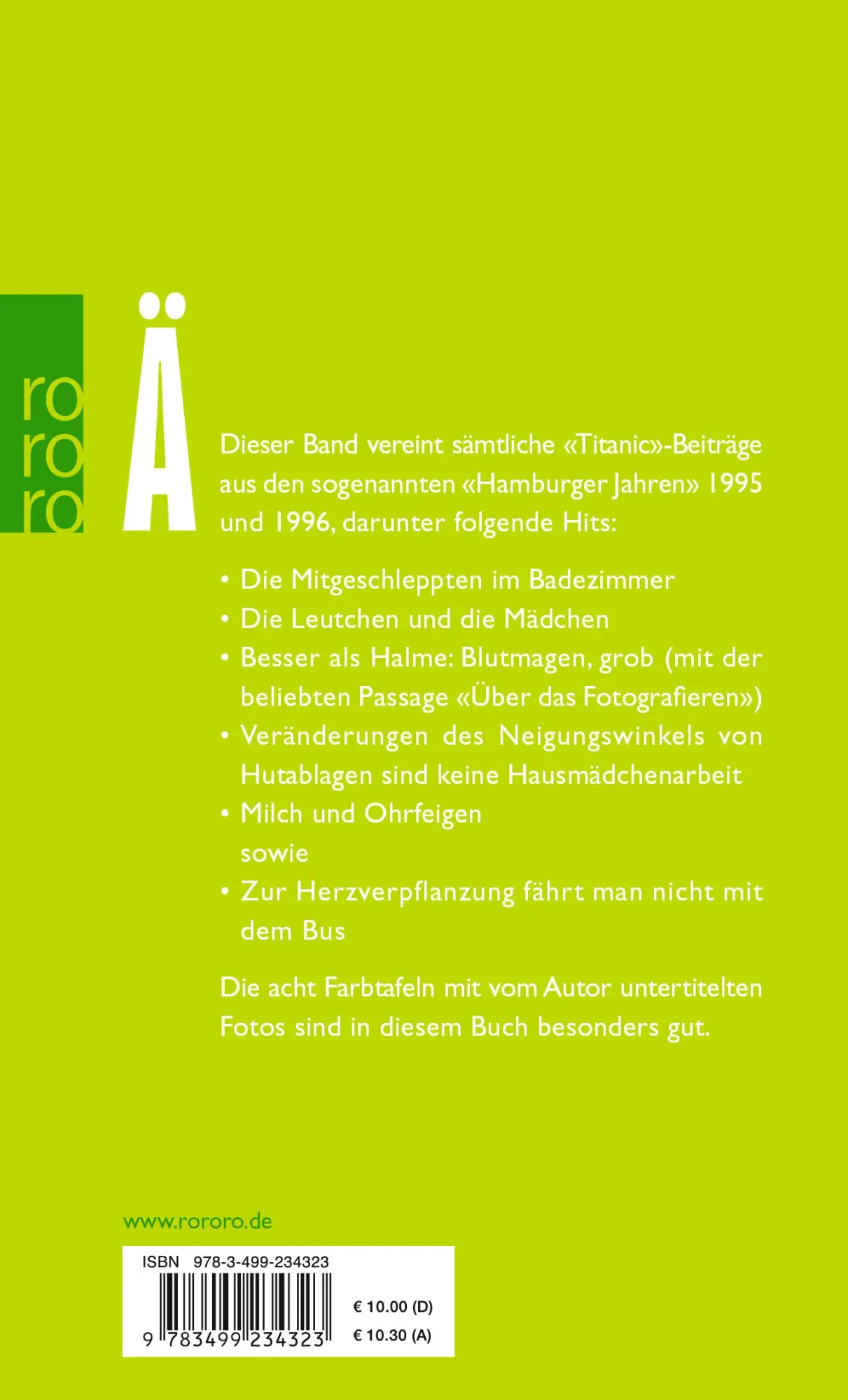 Rückseite: 9783499234323 | Ä | Kolumnen | Max Goldt | Taschenbuch | 224 S. | Deutsch | 2004