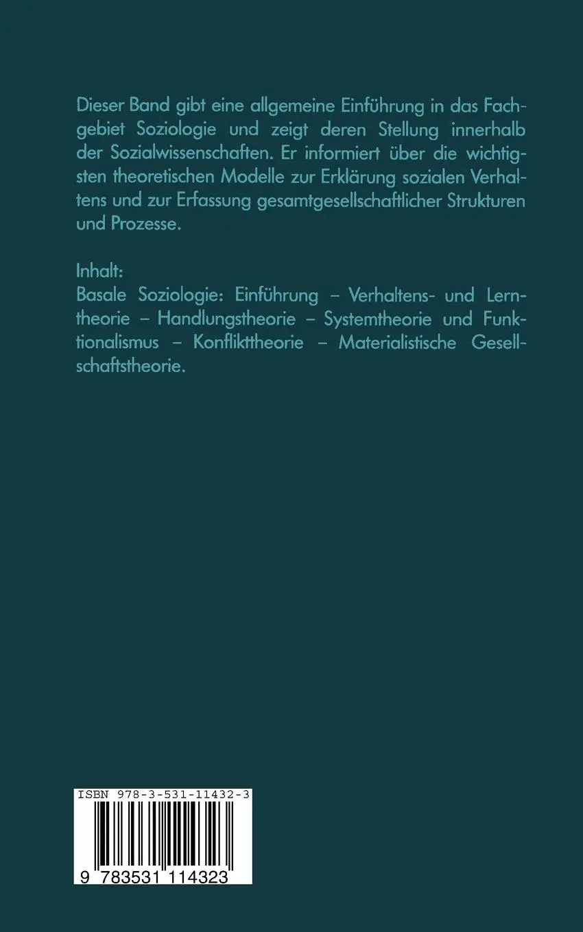Rückseite: 9783531114323 | Basale Soziologie: Theoretische Modelle | Bernhard Giesen (u. a.)