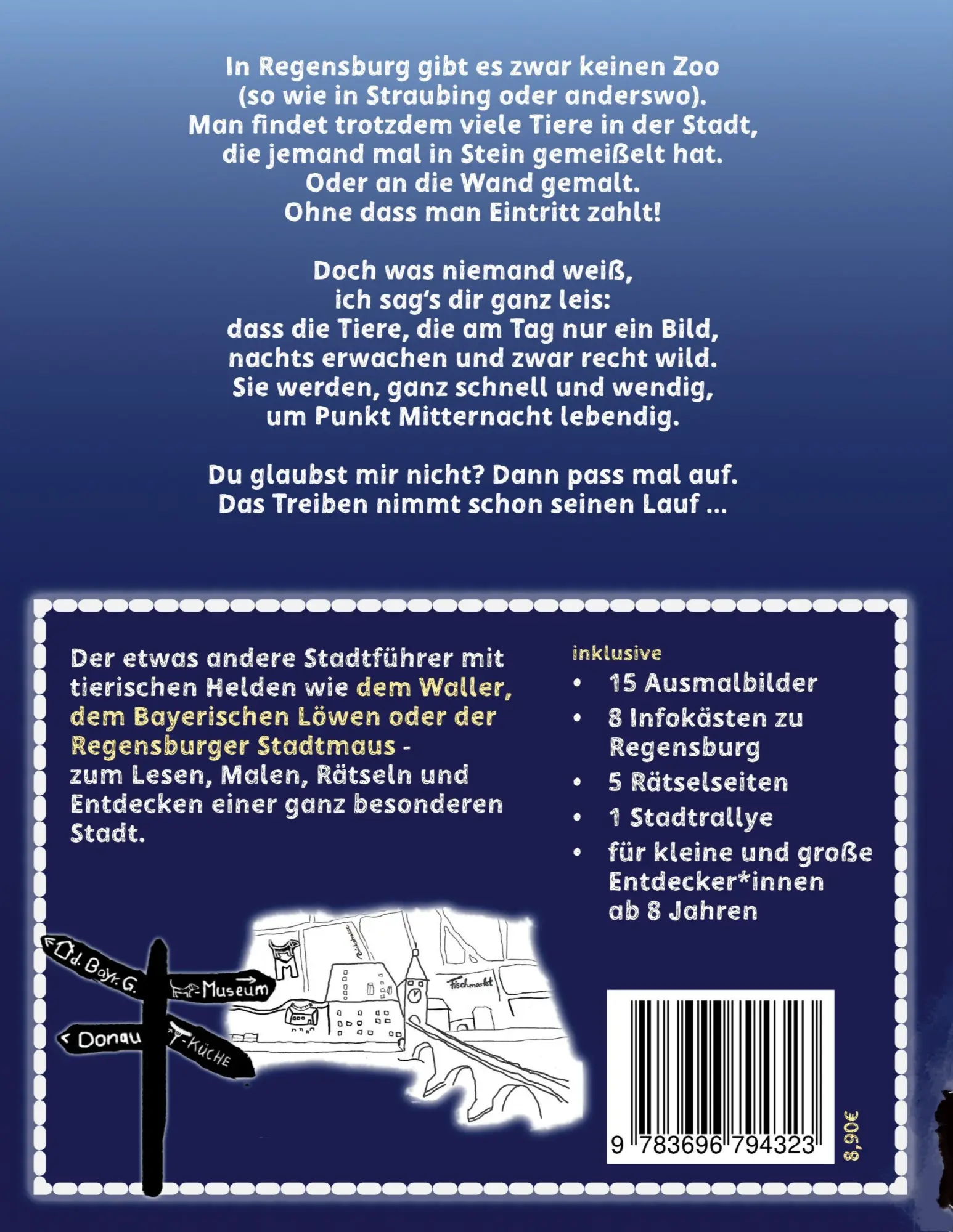 Rückseite: 9783696794323 | Walöma Fropfhu | in Regensburg geht's tierisch zu | Agnes Gerstenberg