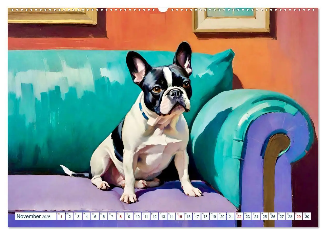 Bild: 9783457264423 | Frenchies (Wandkalender 2026 DIN A2 quer), CALVENDO Monatskalender