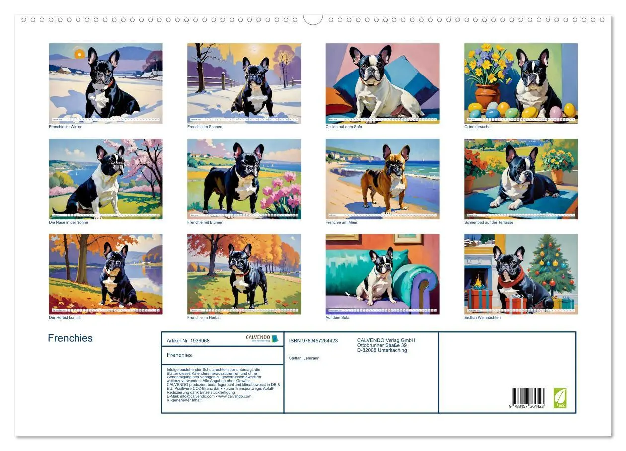 Bild: 9783457264423 | Frenchies (Wandkalender 2026 DIN A2 quer), CALVENDO Monatskalender