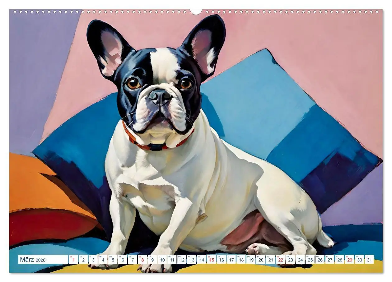 Bild: 9783457264423 | Frenchies (Wandkalender 2026 DIN A2 quer), CALVENDO Monatskalender