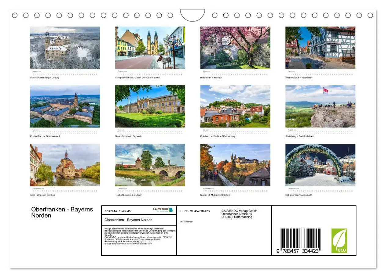 Bild: 9783457334423 | Oberfranken - Bayerns Norden (Wandkalender 2026 DIN A4 quer),...