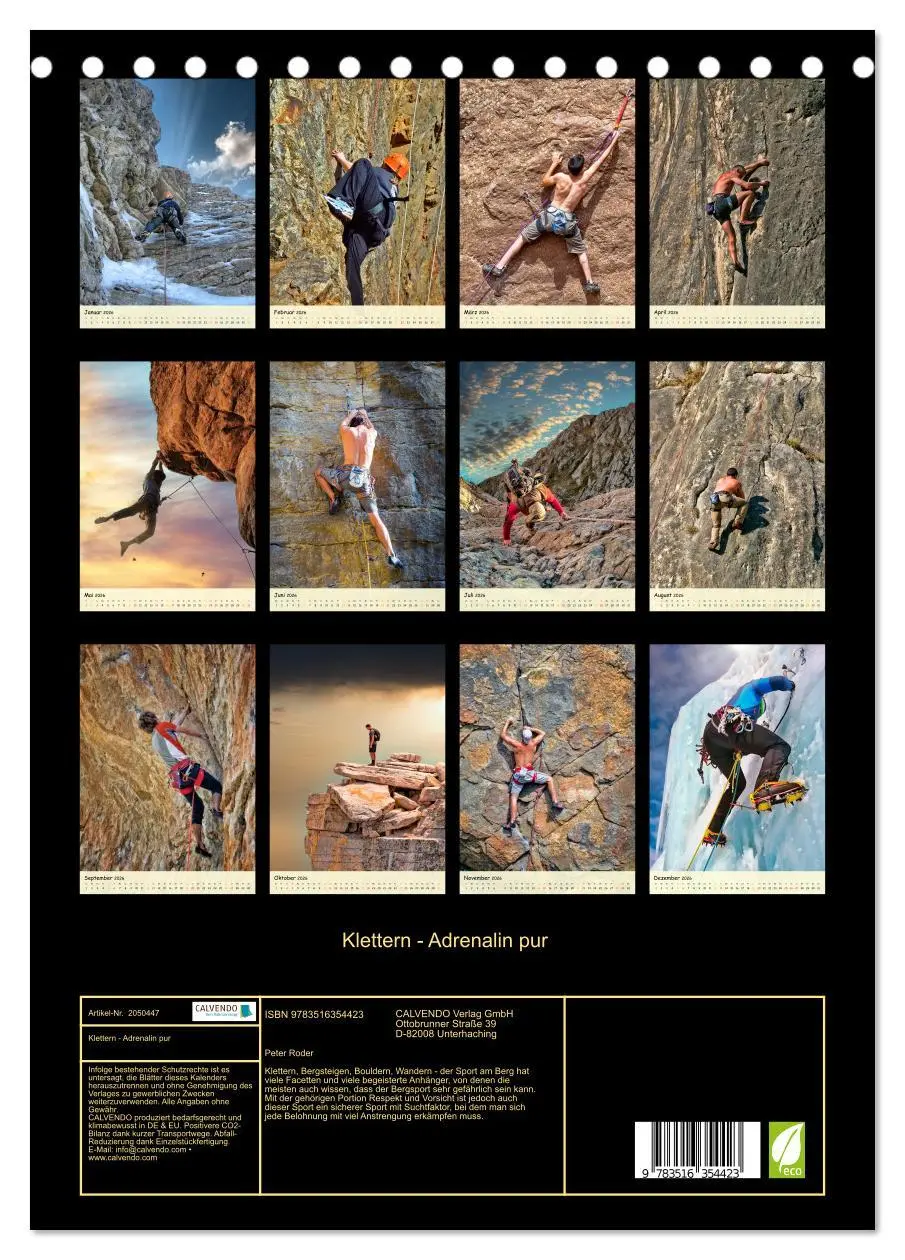 Bild: 9783516354423 | Klettern - Adrenalin pur (Tischkalender 2026 DIN A5 hoch), CALVENDO...