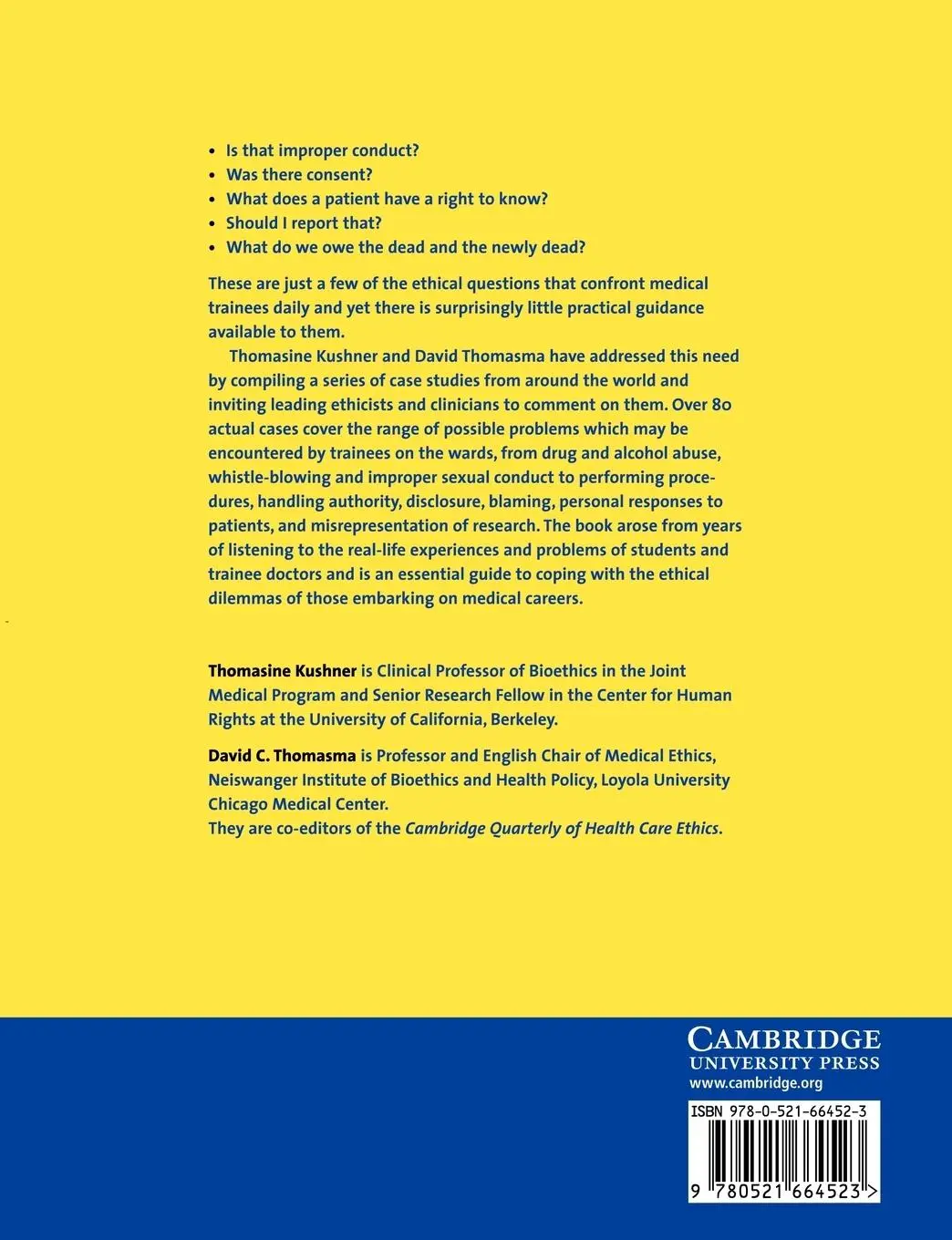 Rückseite: 9780521664523 | Ward Ethics | Dilemmas for Medical Students and Doctors in Training