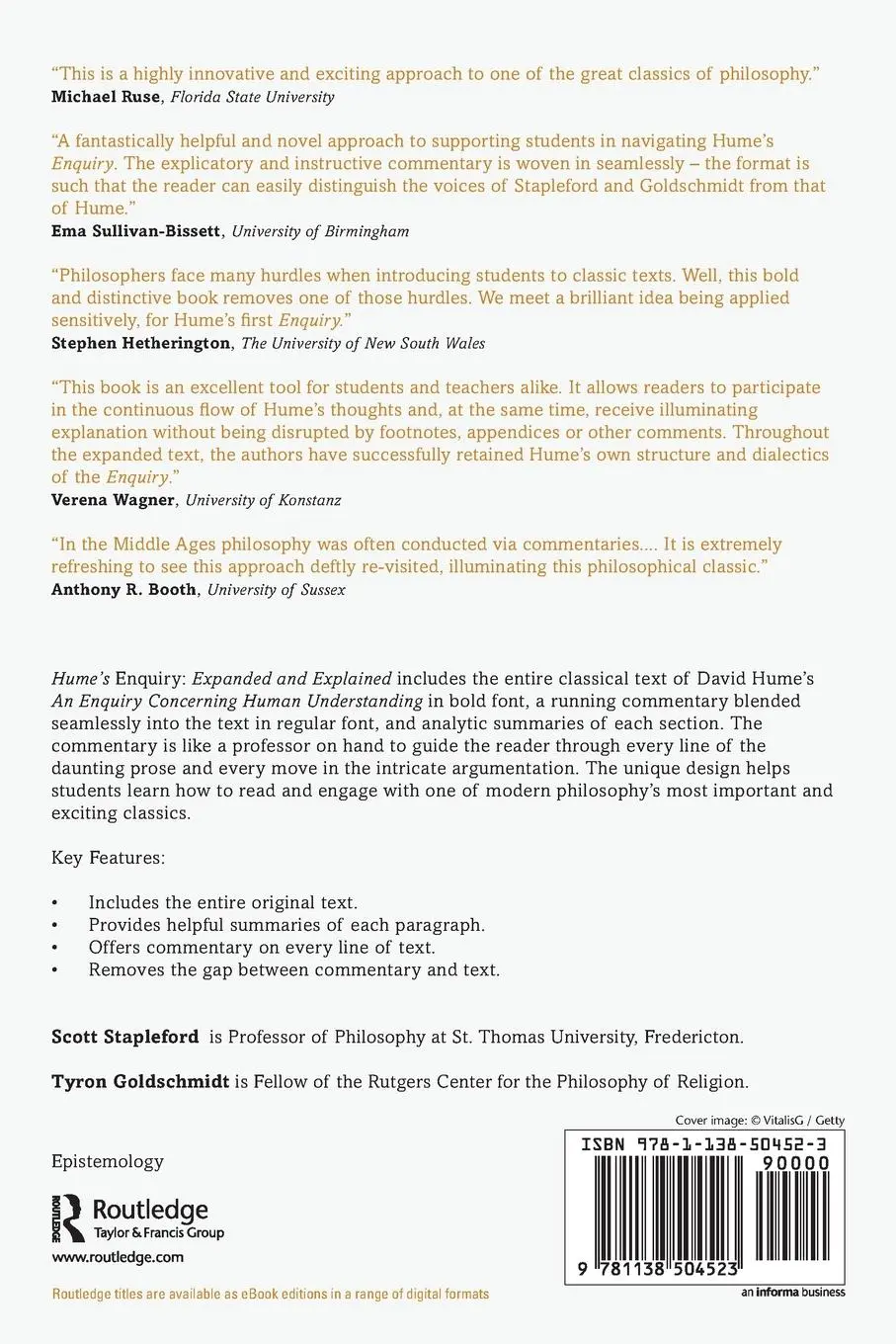 Rückseite: 9781138504523 | Hume's Enquiry | Expanded and Explained | David Hume (u. a.) | Buch