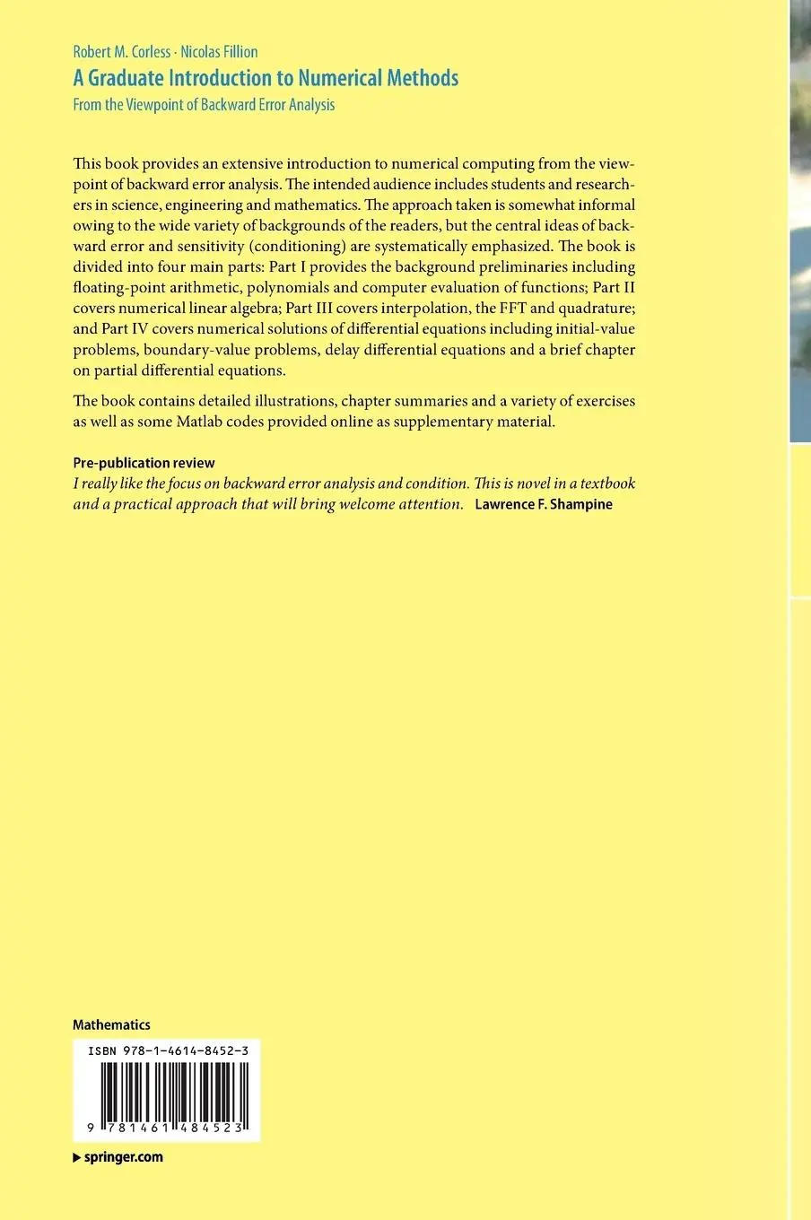 Rückseite: 9781461484523 | A Graduate Introduction to Numerical Methods | Nicolas Fillion (u. a.)