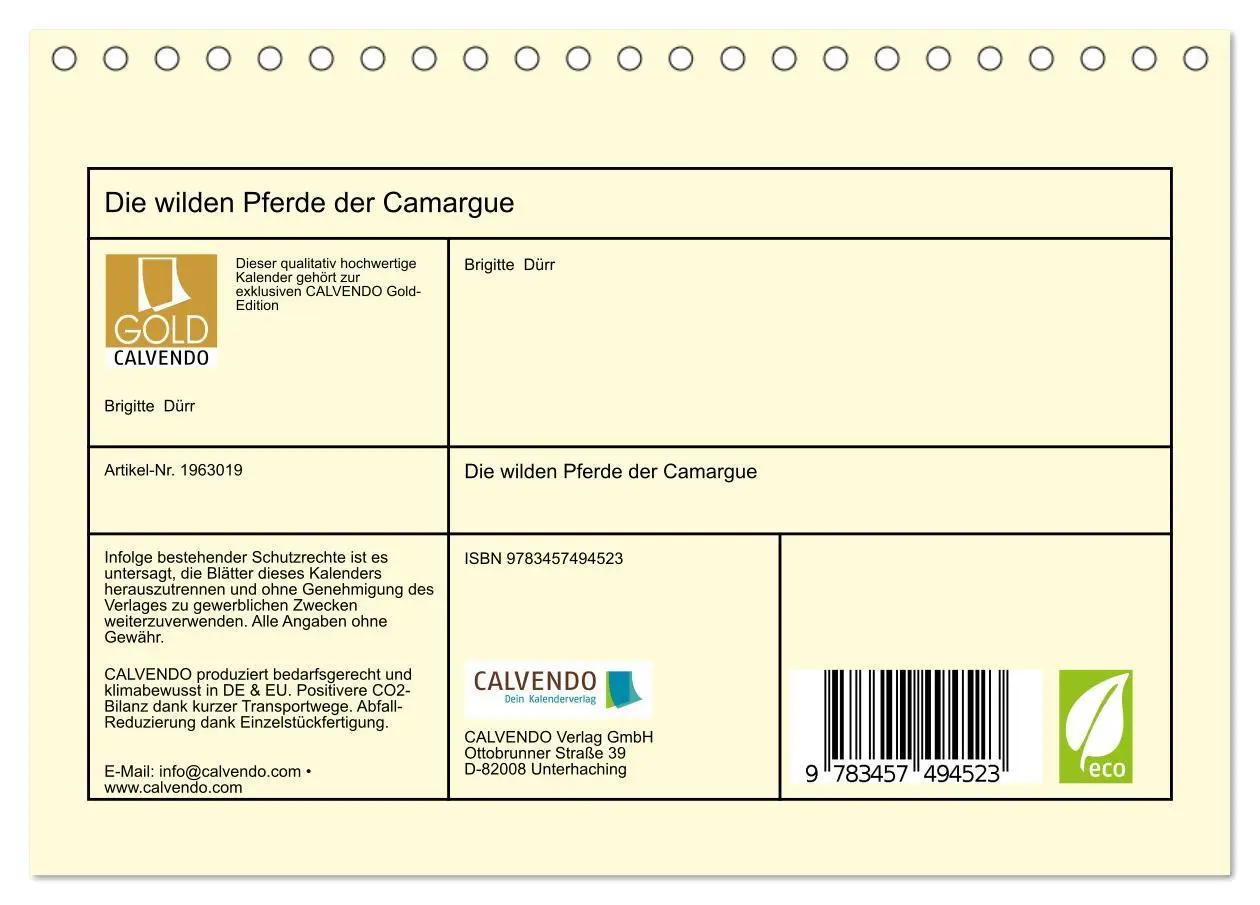 Bild: 9783457494523 | Die wilden Pferde der Camargue (Tischkalender 2026 DIN A5 quer),...