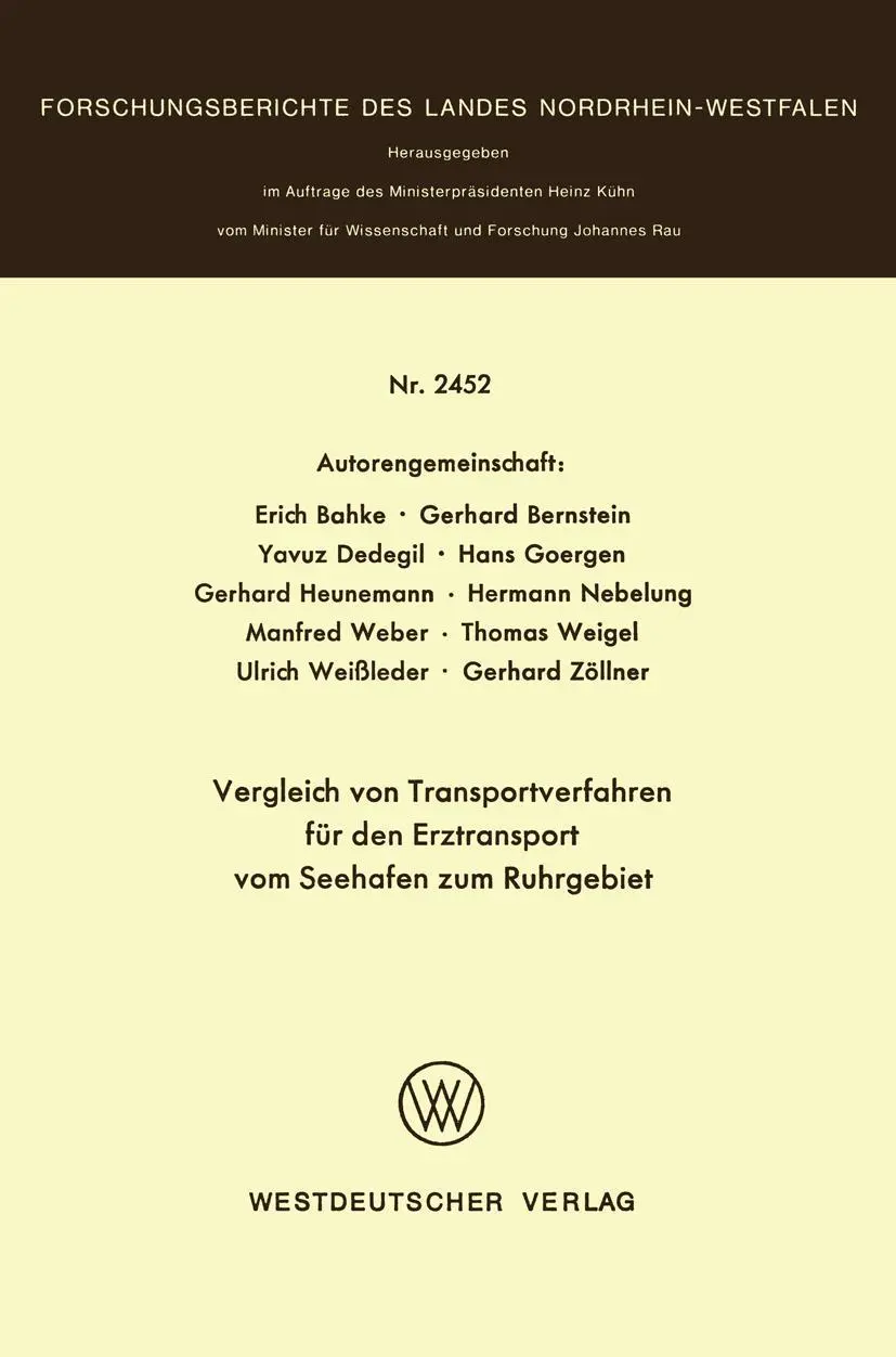 Cover: 9783531024523 | Vergleich von Transportverfahren für den Erztransport vom Seehafen...