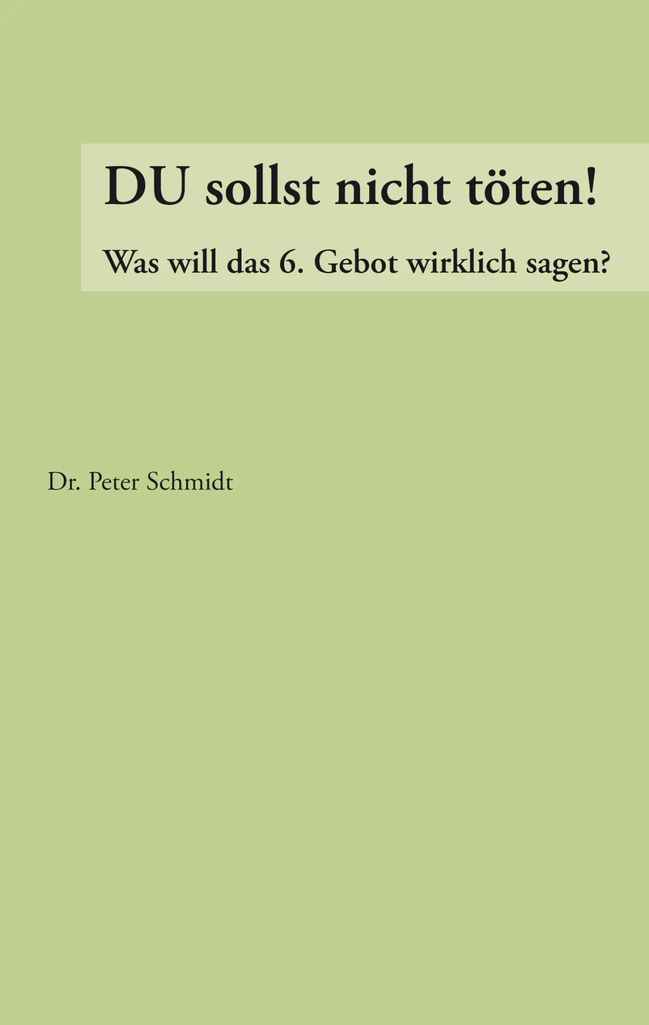 Cover: 9783833454523 | Du sollst nicht töten ! | Was will das 6. Gebot wirklich ? | Schmidt