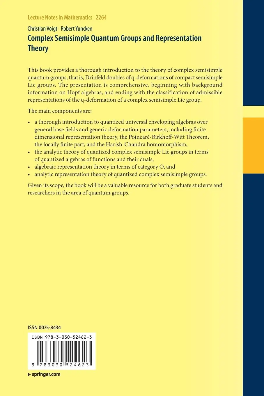 Rückseite: 9783030524623 | Complex Semisimple Quantum Groups and Representation Theory | Buch | x
