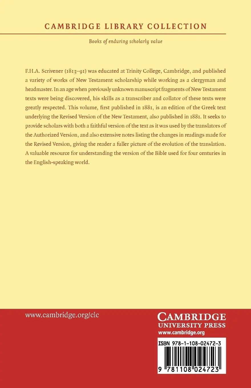 Rückseite: 9781108024723 | The New Testament in Greek | F. H. A. Scrivener | Taschenbuch | 2010