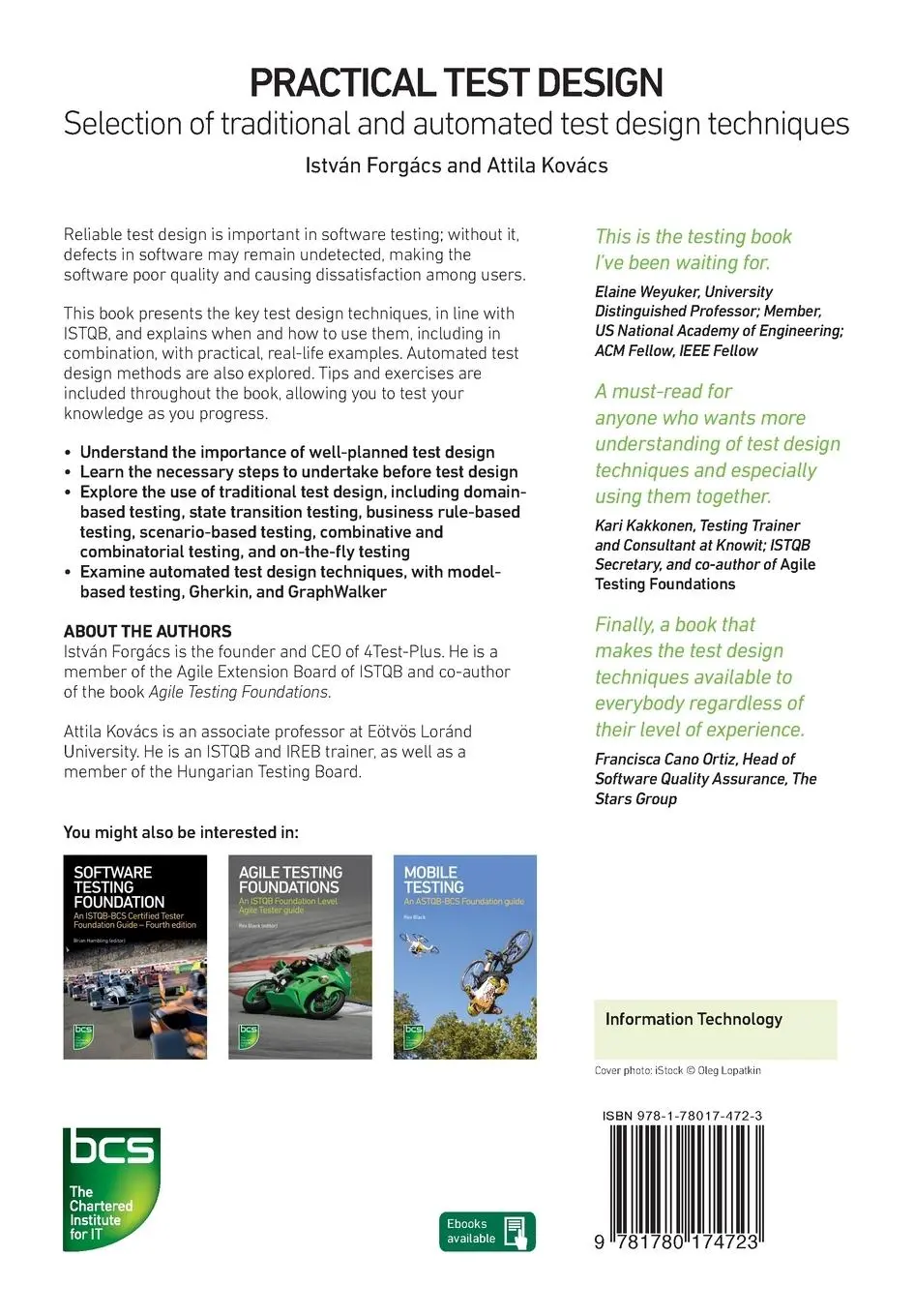 Rückseite: 9781780174723 | Practical Test Design | István Forgács (u. a.) | Taschenbuch | 2019