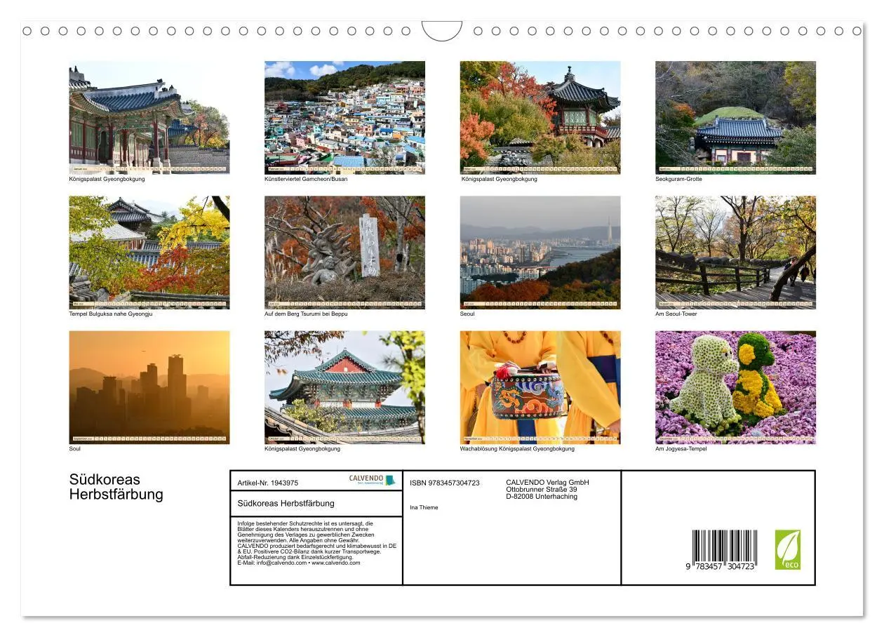 Bild: 9783457304723 | Südkoreas Herbstfärbung (Wandkalender 2026 DIN A3 quer), CALVENDO...