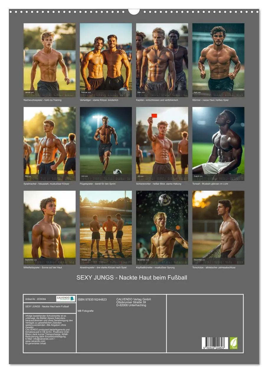Bild: 9783516244823 | SEXY JUNGS - Nackte Haut beim Fußball (Wandkalender 2026 DIN A2...