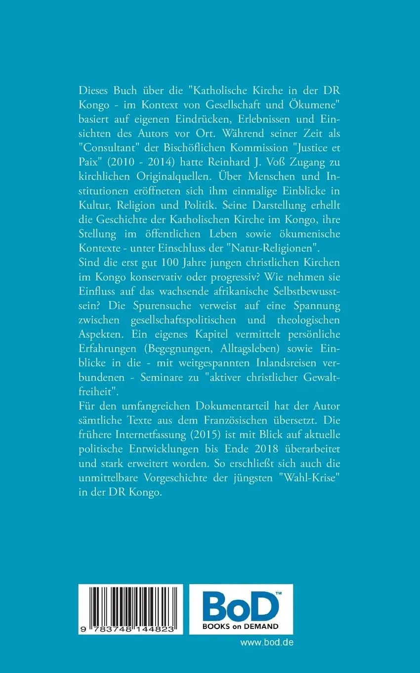 Rückseite: 9783748144823 | Die katholische Kirche in der DR Kongo im Kontext von Gesellschaft...