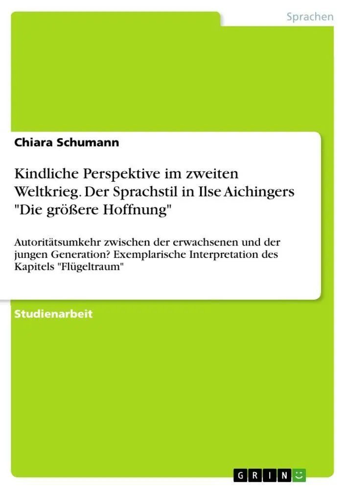 Cover: 9783346334923 | Kindliche Perspektive im zweiten Weltkrieg. Der Sprachstil in Ilse...