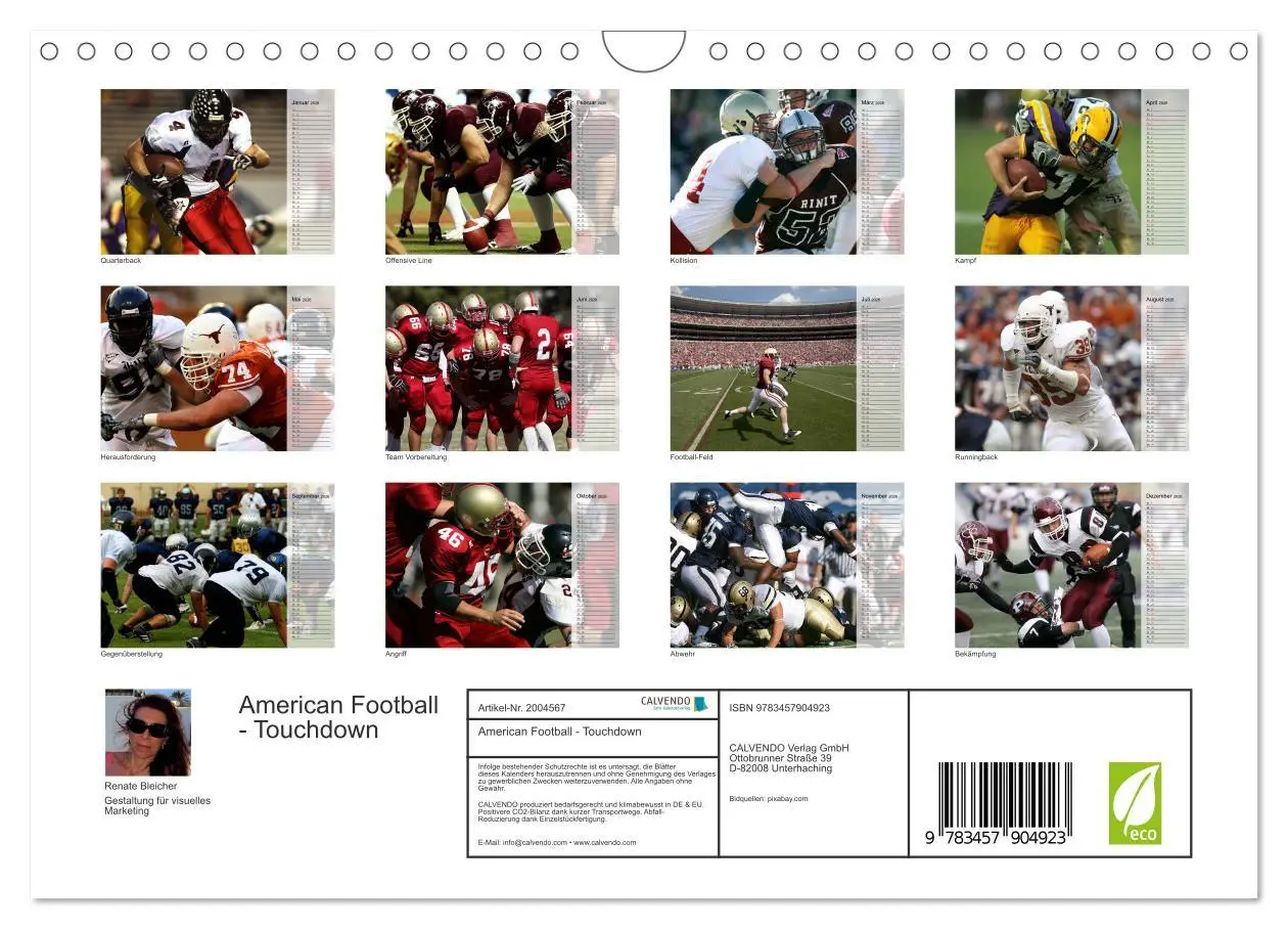 Bild: 9783457904923 | American Football - Touchdown (Wandkalender 2026 DIN A4 quer),...