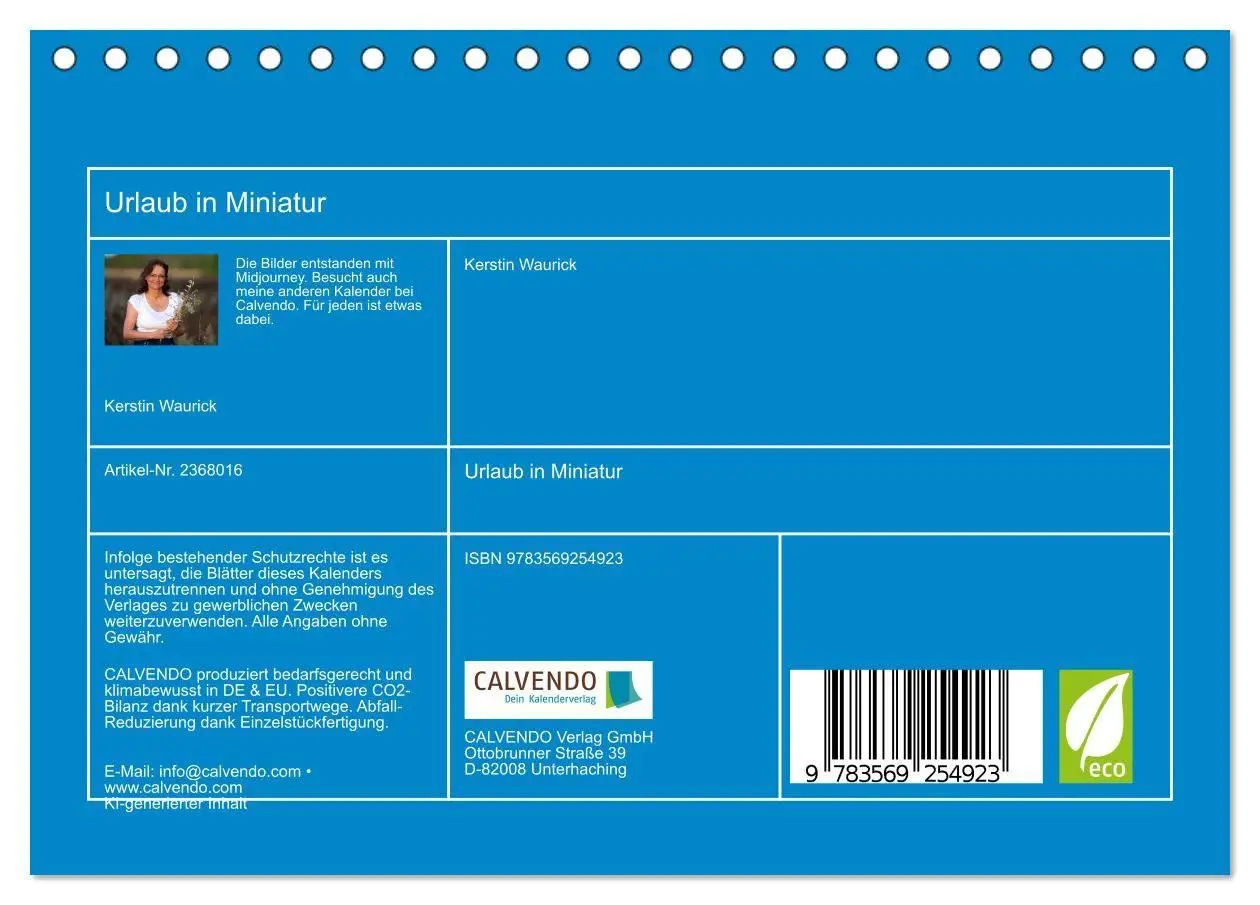 Bild: 9783569254923 | Urlaub in Miniatur (Tischkalender 2027 DIN A5 quer), CALVENDO...
