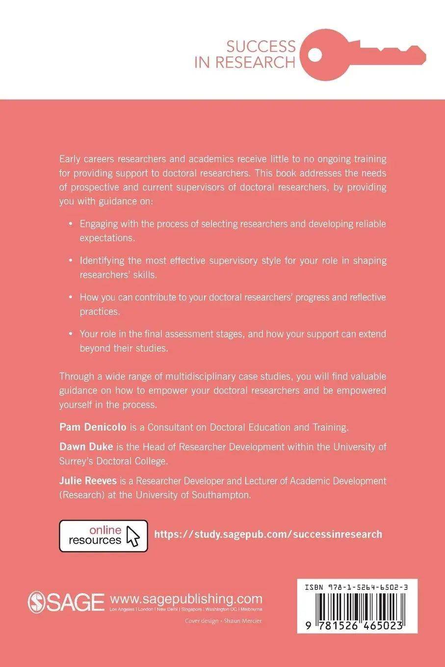 Rückseite: 9781526465023 | Supervising to Inspire Doctoral Researchers | Pam Denicolo (u. a.)