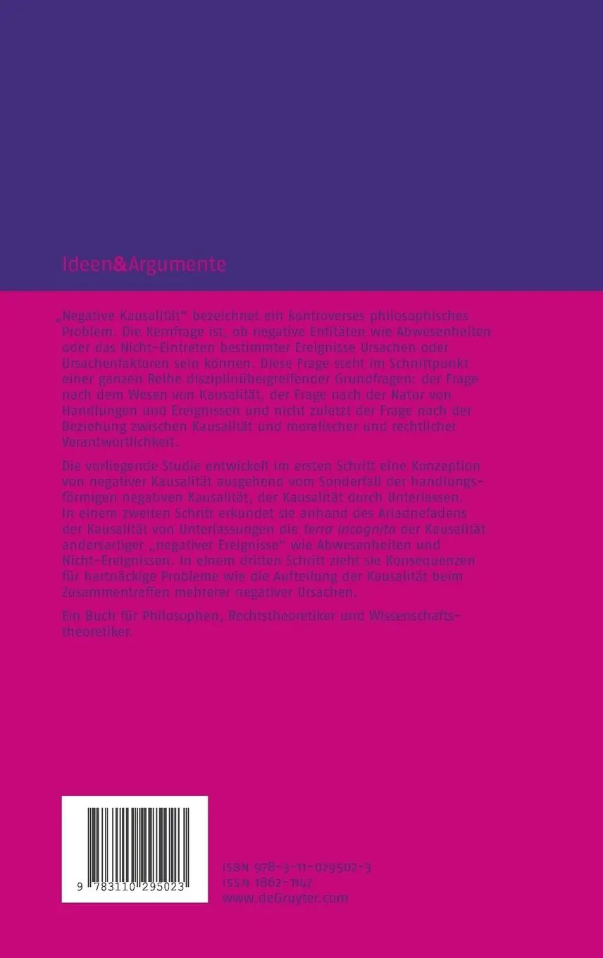 Rückseite: 9783110295023 | Negative Kausalität | David Hommen (u. a.) | Buch | X | Deutsch | 2012