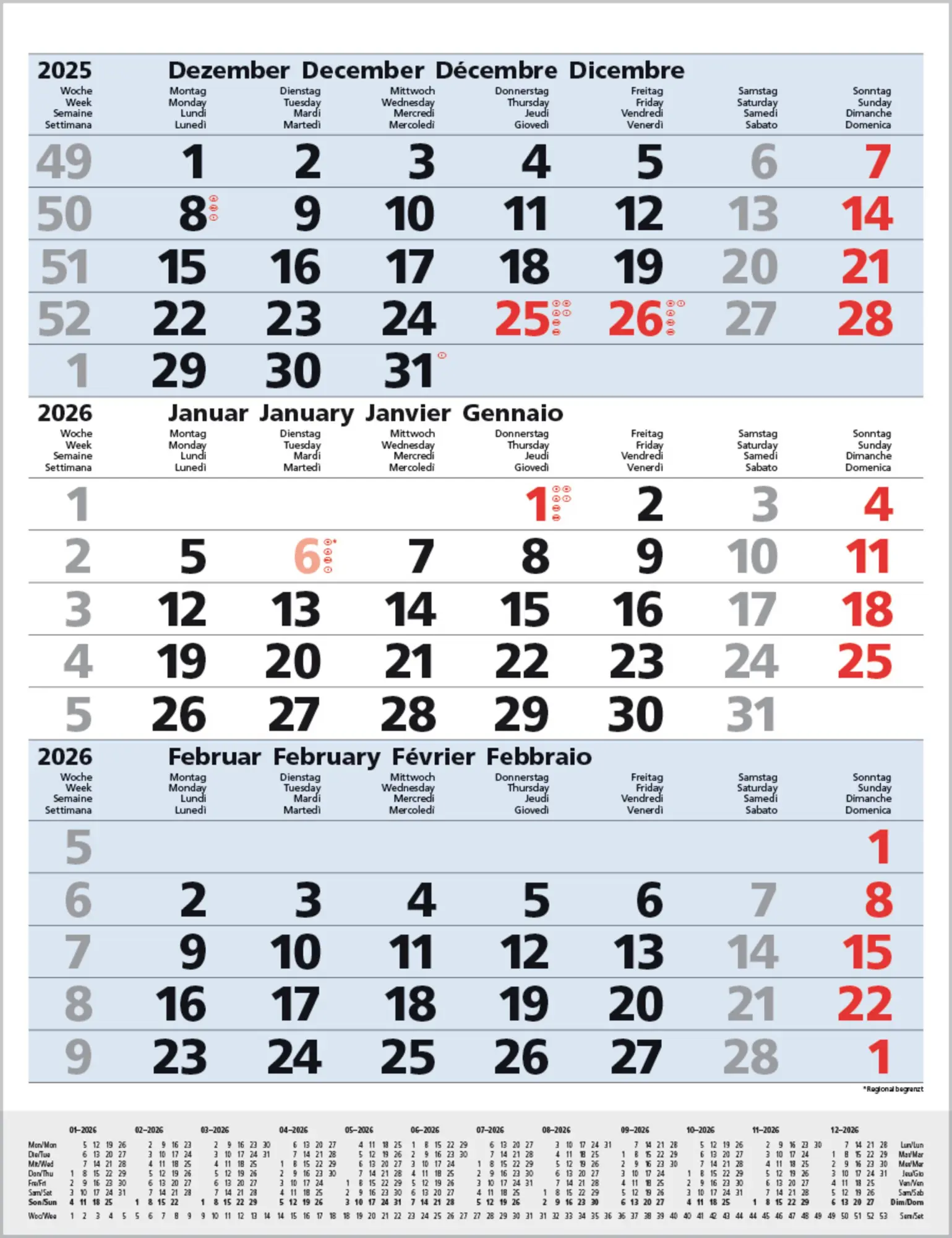Cover: 9783731885023 | 3-Monats-Planer Comfort Blau 2026 | Verlag Korsch | Kalender | 12 S.