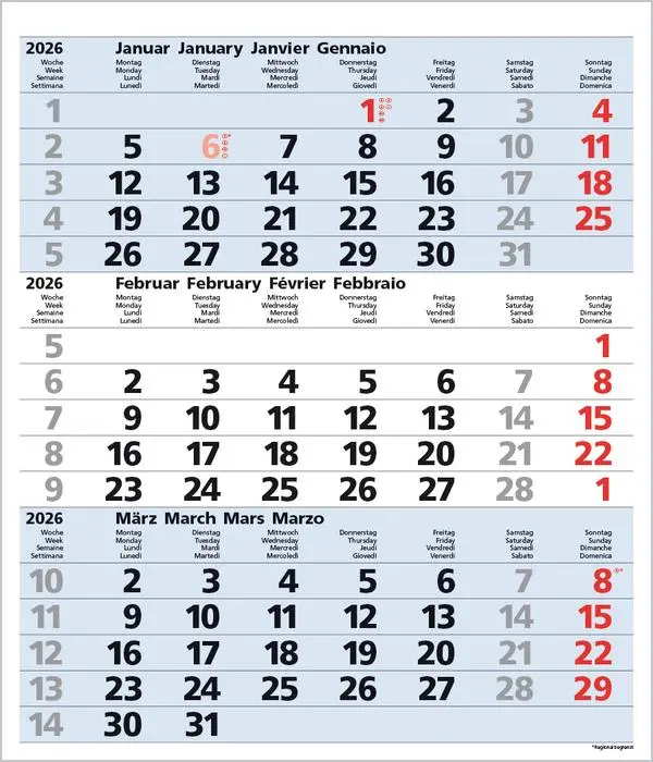 Bild: 9783731885023 | 3-Monats-Planer Comfort Blau 2026 | Verlag Korsch | Kalender | 12 S.