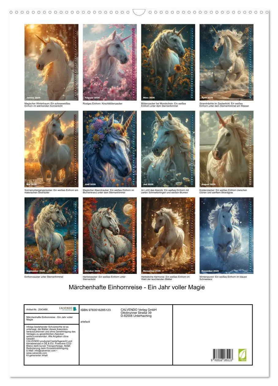 Bild: 9783516285123 | Märchenhafte Einhornreise - Ein Jahr voller Magie (Wandkalender...