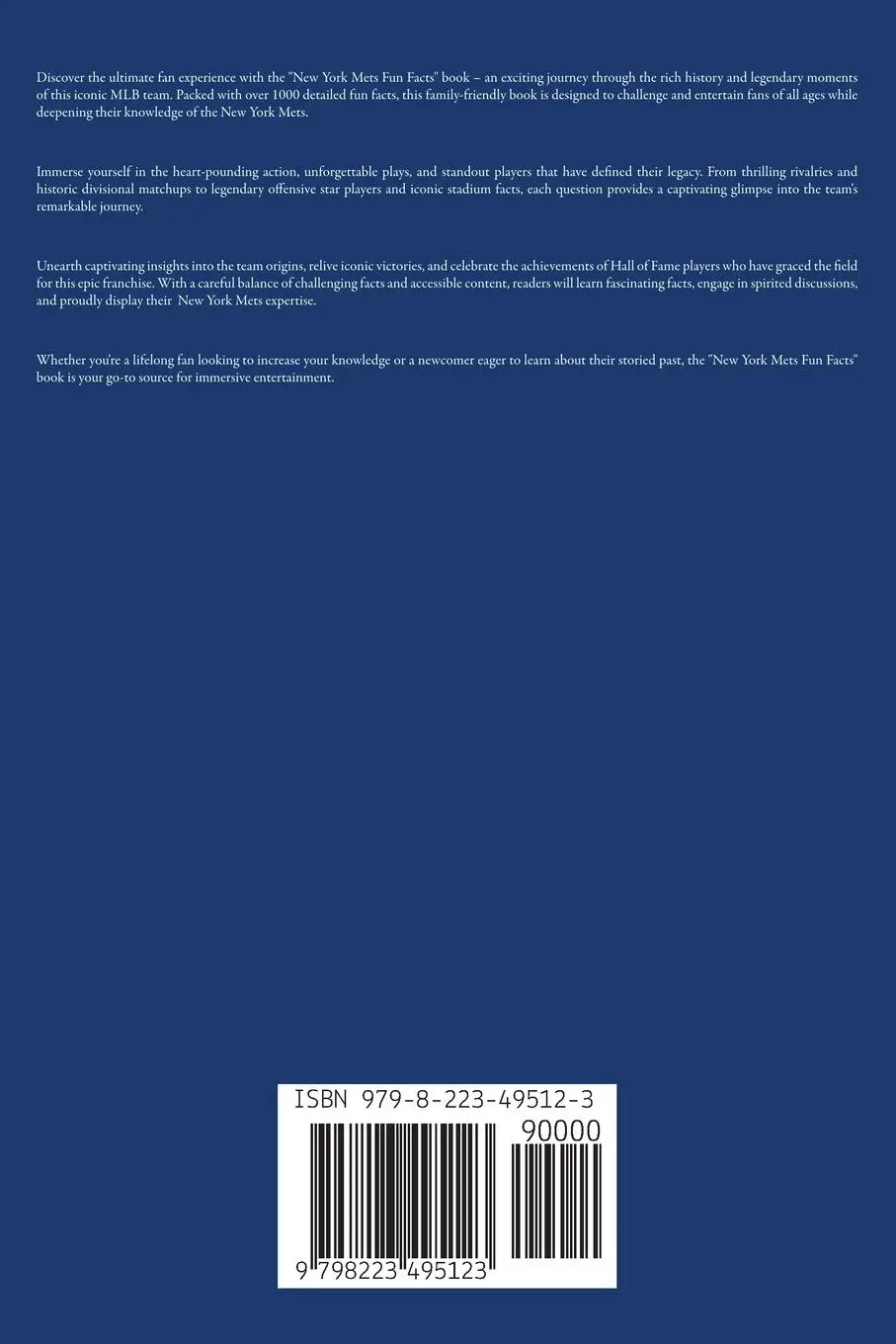 Rückseite: 9798223495123 | New York Mets Fun Facts | Trivia Ape | Taschenbuch | Englisch | 2023