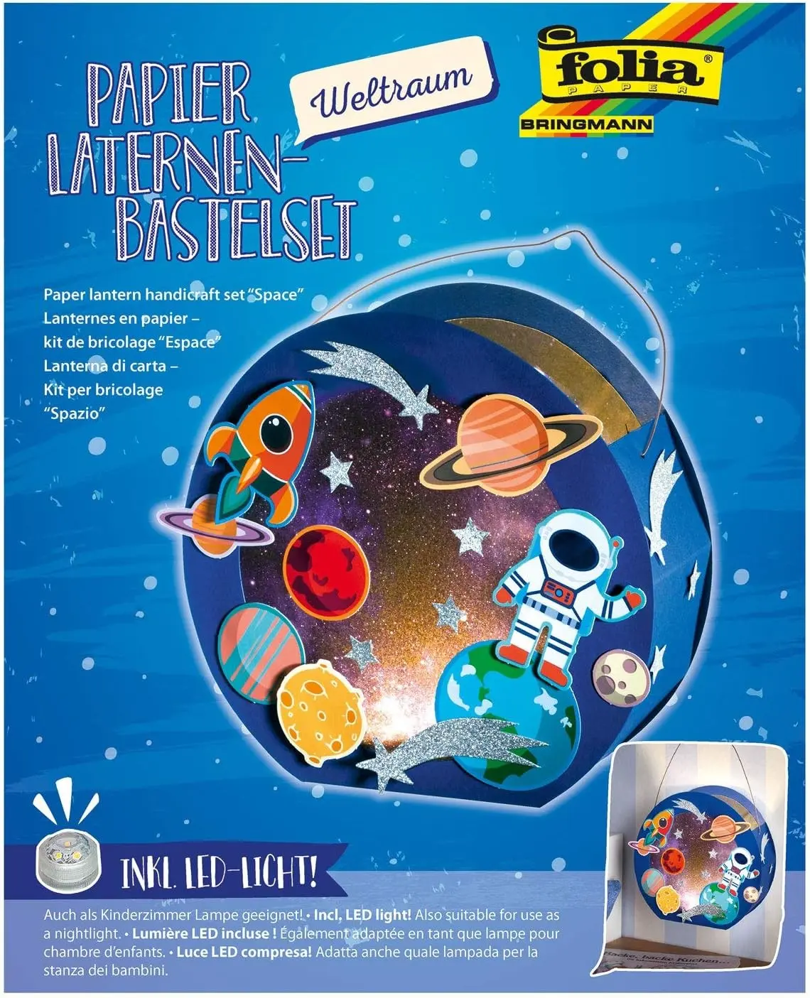 Cover: 4001868105223 | Folia Laternen-Bastelset aus Papier WELTRAUM, inklusive Deko-Licht